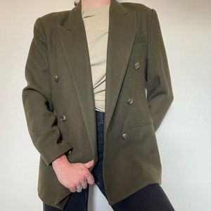 Vintage Military Green Double Breasted Blazer